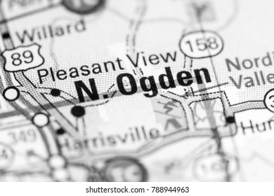 North Ogden. Utah. USA On A Map.