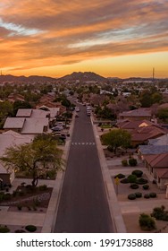 North Phoenix Arizona Suburban Neighborhood During Sunset.