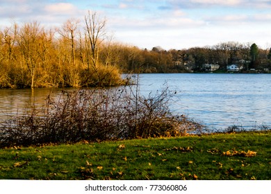 North Reservoir,, Part Of The Portage Lakes, At Sunset. Akron, Ohio, January, 2016