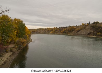 North Saskatchewan River On A Cloudy Autumn Day