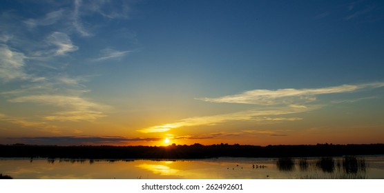 North Of Saskatoon, SK. Looking West Over A Large Pond