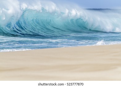 North Shore Oahu Beach Shore Break Ocean Wave Hawaii  USA



