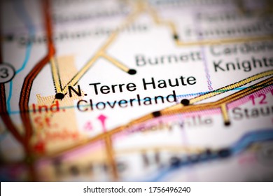 North Terre Haute. Indiana. USA On A Geography Map