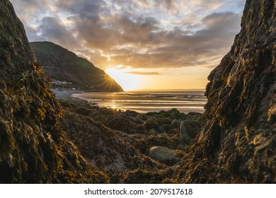 North Wales Beach Sunset And Rocks