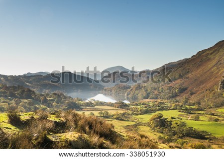 NORTH WALES, UK - OCTOBER 2015 - A VIEW OF THE BEDDGELERT VALLEY IN NORTH WALES 