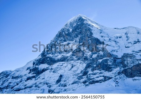 The North wall of Eiger peak in winter. Grindelwald Switzerland