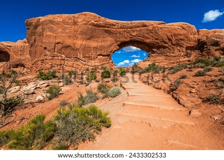 The North Window Arch in the Arches National Park in the Moab, Utah, USA.