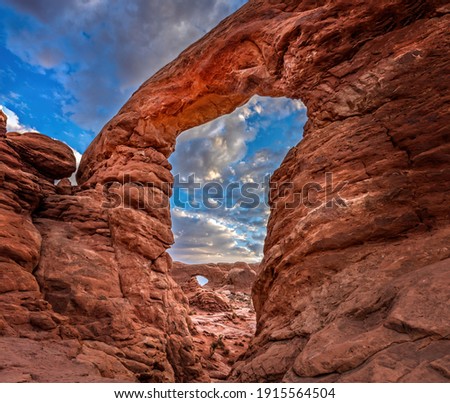North window arch framed by the turret arch, Arches National Park Utah