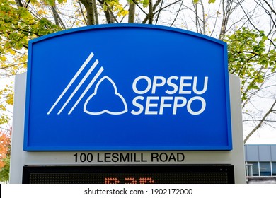 North York, Toronto, Canada - October 12, 2020: Ontario Public Service Employee Union (OPSEU) Sign At Their Head Office In North York. OPSEU Is A Trade Union Representing Public Sector Employees In On