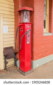 Northam, WA - Australia 11-15-2020 Old Fuel Pump On Display At The Northam Railway Station Museum