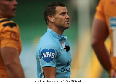 Northampton, UK. 16th August 2020. Referee Karl Dickson Looks On During The Gallagher Premiership Match Between Northampton Saints And Wasps