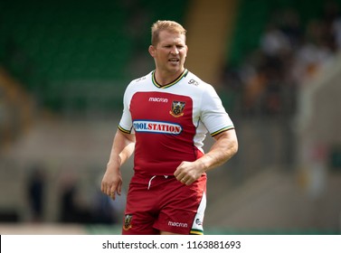 Northampton, UK. 23rd August 2018. Northampton Saints Co-Captain Dylan Hartley During A Training Session At The Northampton Saints Open Day At Franklin's Gardens.