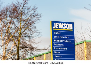 Northampton UK December 09, 2017: Jewson Builders Merchant Logo Sign In Brackmills Industrial Estate