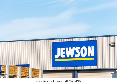 Northampton UK December 09, 2017: Jewson Builders Merchant Logo Sign In Brackmills Industrial Estate