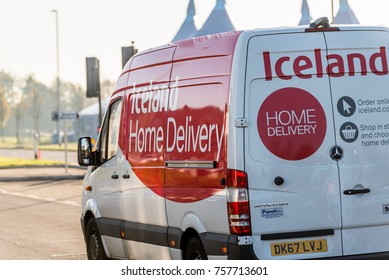 Northampton, UK - Oct 25, 2017: Iceland Home Grocery Delivery Van.