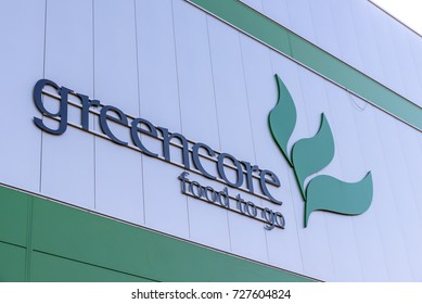 Northampton UK October 3, 2017: Greencore Food Group Logo Sign On Factory Wall Northampton.