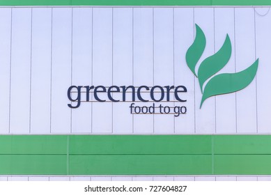 Northampton UK October 3, 2017: Greencore Food Group Logo Sign On Factory Wall Northampton.