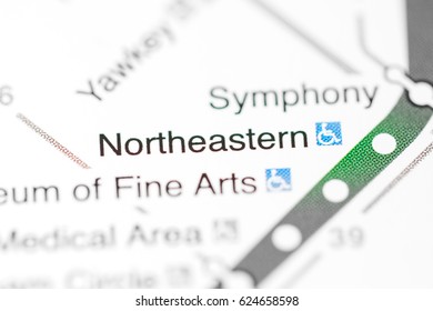 Northeastern Station. Boston Metro Map.