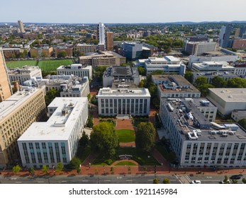 Northeastern University main campus and Huntington Avenue aerial view in Boston, Massachusetts MA, USA. 