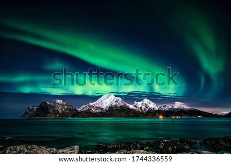 Northen light and mountain . soft focus