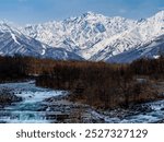 Northern Alps and melting snow river, Hakuba Village, Nagano Prefecture