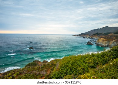 Northern California Coastline, Big Sur, USA.  Sunset Taken Near Monterey.