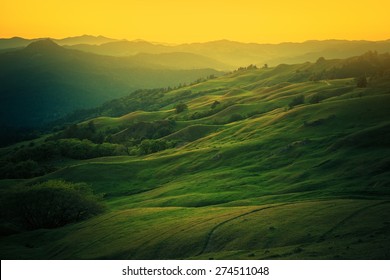 Northern California Landscape. Scenic Vista East From Eureka, Humboldt County, California, United States. 