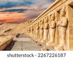 Northern colonnaded facade of the Mortuary Temple of Hatshepsut, Luxor, Egypt
