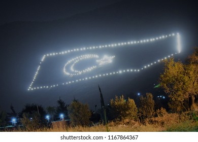 Northern Cyprus Flag In The Night