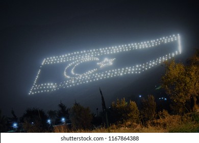 Northern Cyprus Flag In The Night