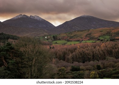 Northern Ireland, U.K. December 10, 2021. Sunset In The Country Side Near Newcastle