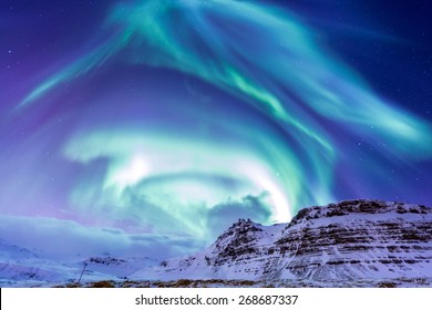 The Northern Light Aurora Borealis At Kirkjufell Iceland