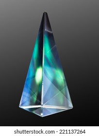 northern light in a glass prism