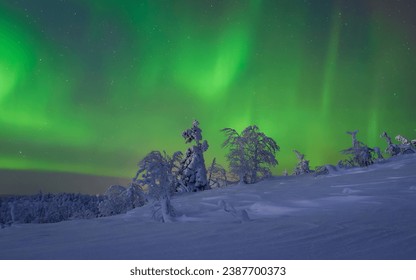  Northern lights (Aurora Borealis) in Khibiny Mountains, Murmansk region, Russia, Far North, Polar Night - Shutterstock ID 2387700373