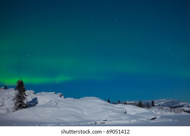 Northern Lights Aurora Borealis Over Moon Stock Photo 69051412