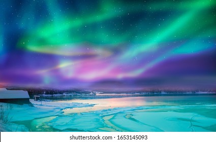 Northern Lights (Aurora Borealis) In The Sky Over Tromso, Norway