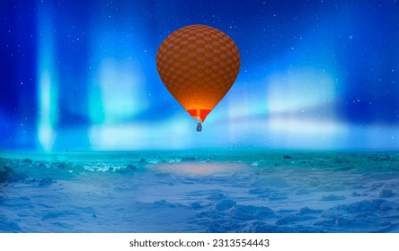 Northern lights or Aurora borealis in the sky with crescent moon - Tromso, Norway 
