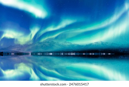 Northern lights or Aurora borealis in the sky - Tromso, Norway
