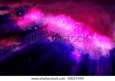 northern lights in the black space of the galaxy