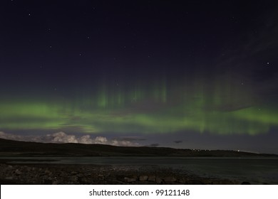 Northern Lights Dance Over Tongue In Scotland.