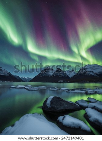 Northern lights In Norway, Aurora Art, Background, Wall Art