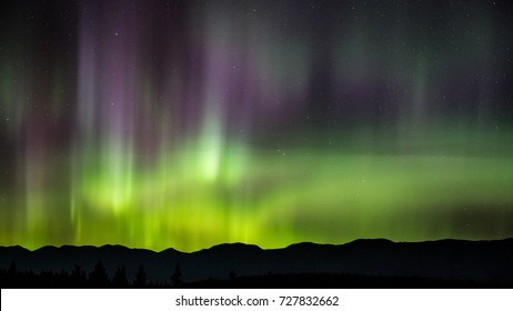 The Northern Lights Over The Whitefish Mountain Range, Montana. 