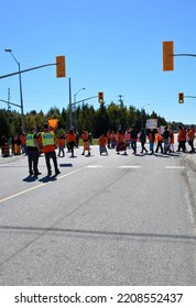 Northern Ontario, Canada - September, 2022:  Indigenous People Block Trans Canada Highway In Northern Ontario On National Truth And Reconciliation Day