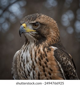 The Northern Red-tailed Hawk is a robust and striking bird of prey native to the northern regions of North America. It is characterized by its large size, broad wings, and distinctive reddish-brown ta - Powered by Shutterstock