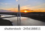 Sunderland’s northern spire bridge 4K drone sunset