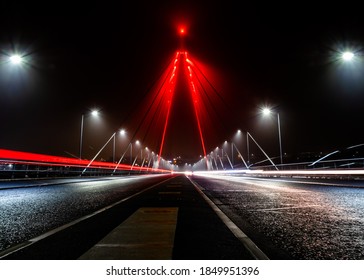 Northern Spire Bridge, Sunderland Illuminated For Remembrance Sunday