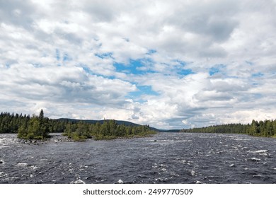 Northern Sweden. Pite River. (Pitealven). A rapids river with fast current. - Powered by Shutterstock