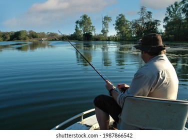 Northern Territory, Australia: August, 2006. Barramundi Fishing Near Litchfield National Park, Outback Northern Territory.