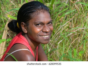 NORTHERN TERRITORY, AUSTRALIA - JANUARY 15 2009: A portrait of a beautiful young aboriginal woman.