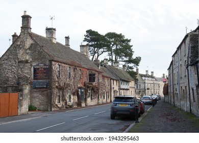 Northleach, Gloucestershire, UK 11 24 2020 A Street With Houses And A Local Pub Called The Wheatsheaf In Northleach, Gloucester, England